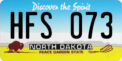 ND license plate HFS073