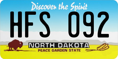 ND license plate HFS092