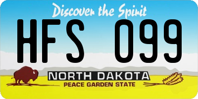 ND license plate HFS099