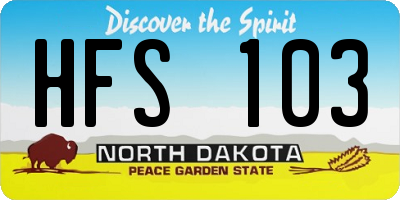 ND license plate HFS103