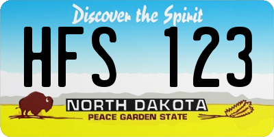 ND license plate HFS123
