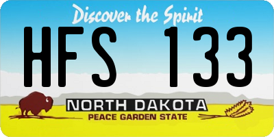 ND license plate HFS133