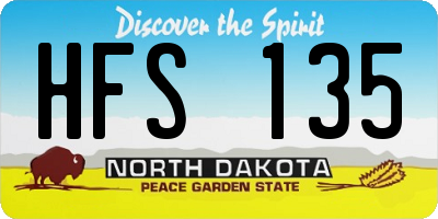 ND license plate HFS135