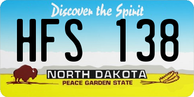 ND license plate HFS138