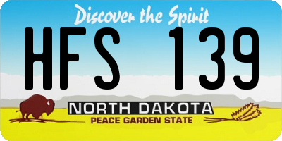 ND license plate HFS139