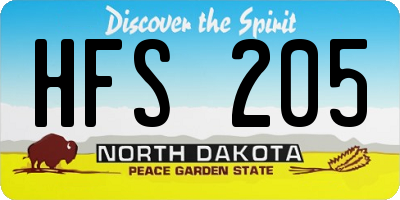 ND license plate HFS205