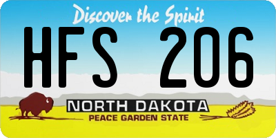 ND license plate HFS206