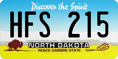 ND license plate HFS215