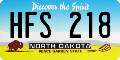 ND license plate HFS218