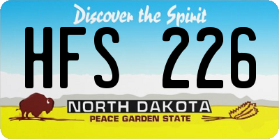 ND license plate HFS226
