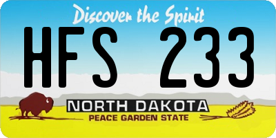 ND license plate HFS233