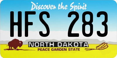ND license plate HFS283