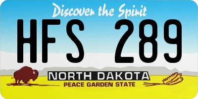 ND license plate HFS289