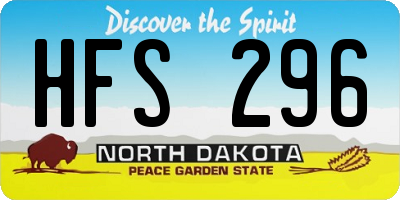 ND license plate HFS296