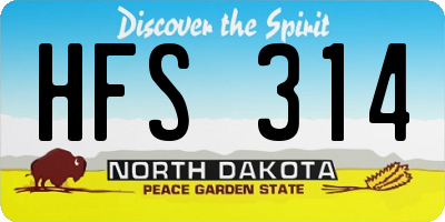 ND license plate HFS314