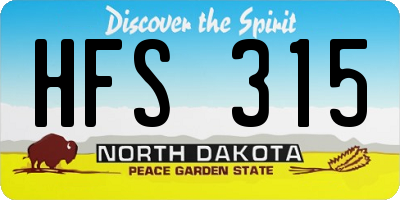 ND license plate HFS315