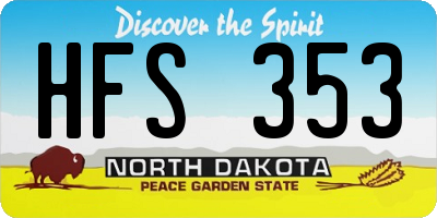 ND license plate HFS353