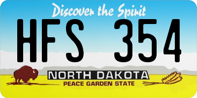 ND license plate HFS354