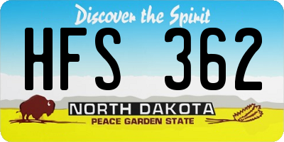 ND license plate HFS362
