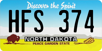 ND license plate HFS374