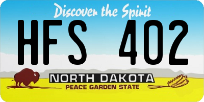 ND license plate HFS402