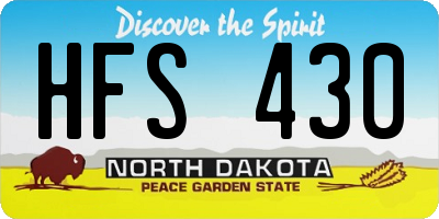 ND license plate HFS430