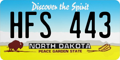 ND license plate HFS443