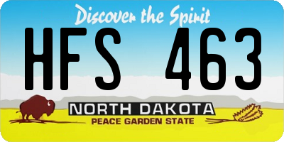 ND license plate HFS463