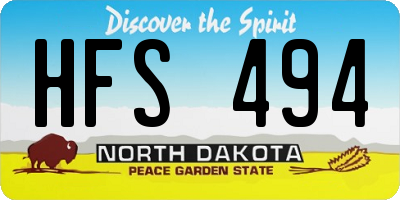 ND license plate HFS494