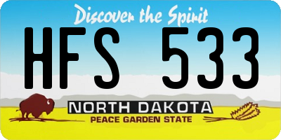 ND license plate HFS533