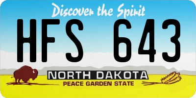 ND license plate HFS643
