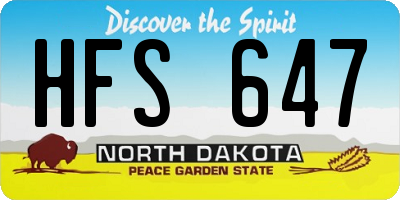 ND license plate HFS647