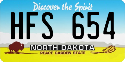 ND license plate HFS654