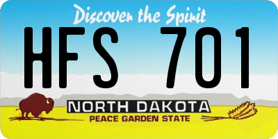 ND license plate HFS701