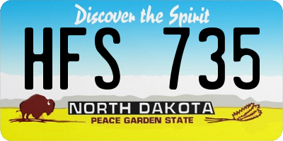ND license plate HFS735