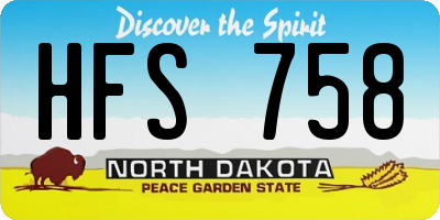 ND license plate HFS758