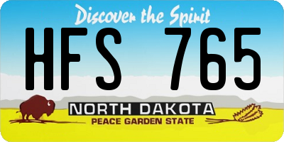 ND license plate HFS765