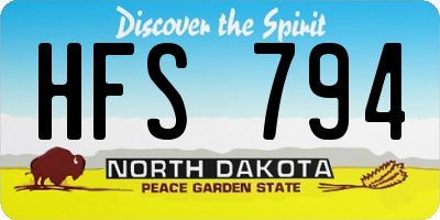 ND license plate HFS794