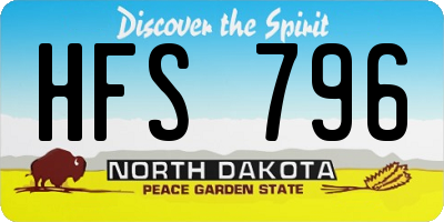 ND license plate HFS796