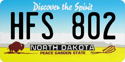 ND license plate HFS802