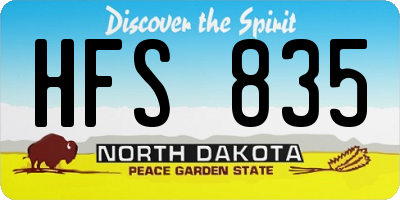 ND license plate HFS835