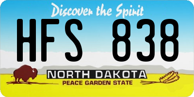 ND license plate HFS838