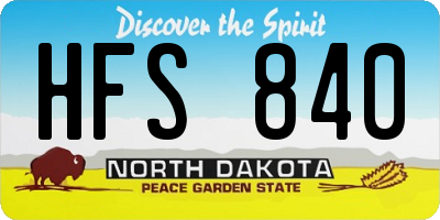ND license plate HFS840