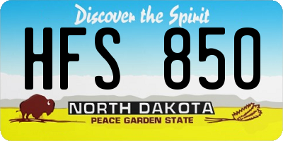 ND license plate HFS850