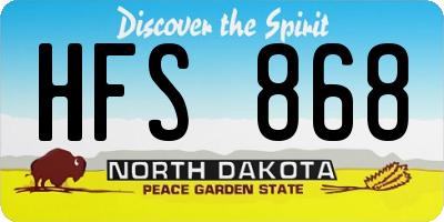 ND license plate HFS868