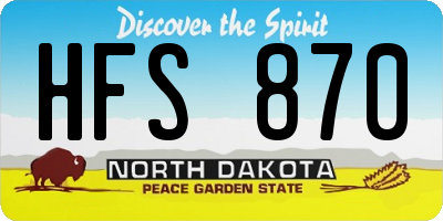 ND license plate HFS870