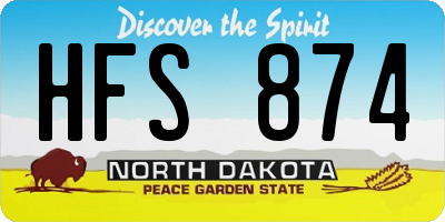 ND license plate HFS874