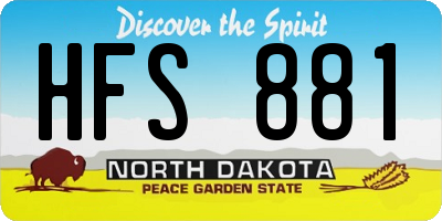 ND license plate HFS881