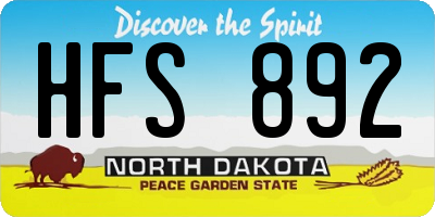 ND license plate HFS892