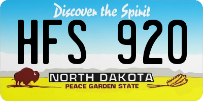 ND license plate HFS920